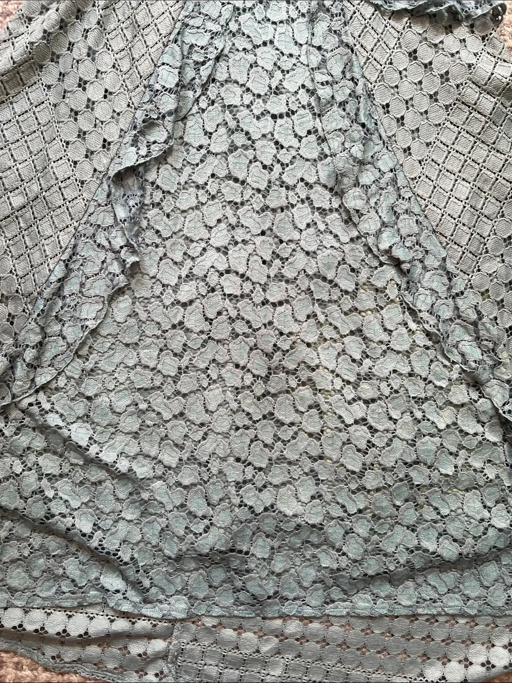 Anthropologie Antoinette Lace Midi Dress 8 Sage Green Ruffle EUC - Picture 7 of 13